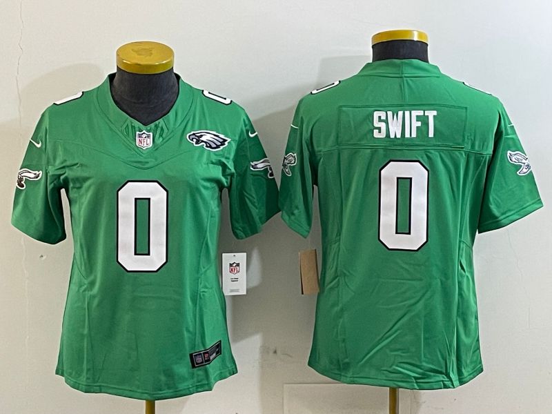 Youth Philadelphia Eagles #0 Swift Green three generations 2025 Nike Vapor Limited NFL Jersey style 3